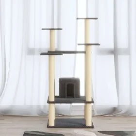 Rascador para gatos con postes de sisal gris oscuro 110 cm de vidaXL, Mobiliario para gatos - Ref: Foro24-171481, Precio: 54,...