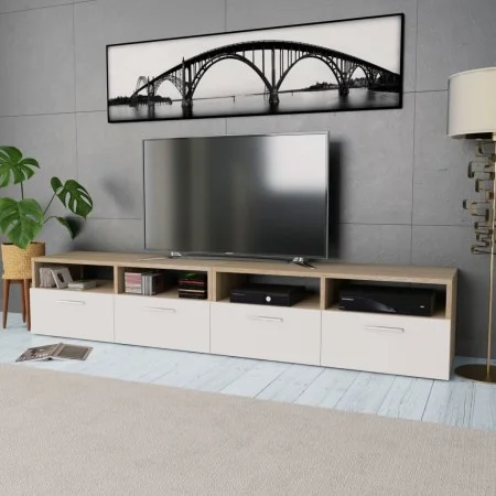 Mueble de TV 2 pzs madera ingeniería roble y blanco 95x35x36 cm de vidaXL, Muebles TV - Ref: Foro24-275112, Precio: 145,19 €,...