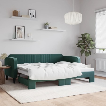 Sofá cama nido terciopelo verde oscuro 90x200 cm de vidaXL, Camas y somieres - Ref: Foro24-3197065, Precio: 251,49 €, Descuen...