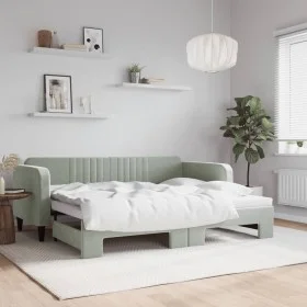 Sofá cama nido terciopelo gris claro 90x200 cm de vidaXL, Camas y somieres - Ref: Foro24-3197063, Precio: 252,82 €, Descuento: %