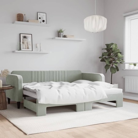 Sofá cama nido terciopelo gris claro 90x200 cm de vidaXL, Camas y somieres - Ref: Foro24-3197063, Precio: 252,25 €, Descuento: %