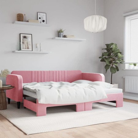 Sofá cama nido terciopelo rosa 90x200 cm de vidaXL, Camas y somieres - Ref: Foro24-3197066, Precio: 261,92 €, Descuento: %