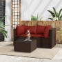 Set muebles de jardín 3 piezas y cojines ratán sintético marrón en Sofás de exterior | Comprar online en Foru.es