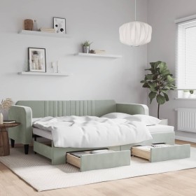 Sofá cama nido con cajones terciopelo gris claro 90x200 cm de vidaXL, Camas y somieres - Ref: Foro24-3197111, Precio: 291,13 ...