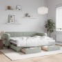 Sofá cama nido con cajones terciopelo gris claro 90x200 cm de vidaXL, Camas y somieres - Ref: Foro24-3197111, Precio: 291,13 ...