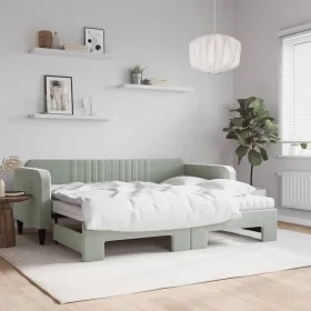 Sofá cama nido con colchón terciopelo gris claro 90x200 cm de vidaXL, Camas y somieres - Ref: Foro24-3197087, Precio: 447,82 ...