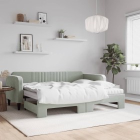 Sofá cama nido con colchón terciopelo gris claro 90x200 cm de vidaXL, Camas y somieres - Ref: Foro24-3197087, Precio: 438,30 ...
