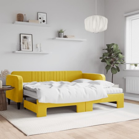 Sofá cama nido con colchón terciopelo amarillo 90x200 cm de vidaXL, Camas y somieres - Ref: Foro24-3197092, Precio: 448,10 €,...
