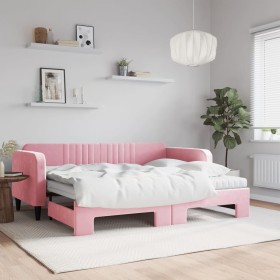 Sofá cama nido con colchón terciopelo rosa 90x200 cm de vidaXL, Camas y somieres - Ref: Foro24-3197090, Precio: 452,95 €, Des...
