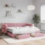 Sofá cama nido con cajones terciopelo rosa 90x200 cm de vidaXL, Camas y somieres - Ref: Foro24-3197114, Precio: 283,36 €, Des...
