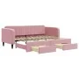 Sofá cama nido con cajones terciopelo rosa 90x200 cm de vidaXL, Camas y somieres - Ref: Foro24-3197114, Precio: 283,36 €, Des...
