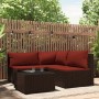 Set muebles de jardín 4 piezas y cojines ratán sintético marrón en Sofás de exterior | Comprar online en Foru.es