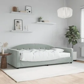 Sofá cama con colchón terciopelo gris claro 100x200 cm de vidaXL, Camas y somieres - Ref: Foro24-3197284, Precio: 372,41 €, D...