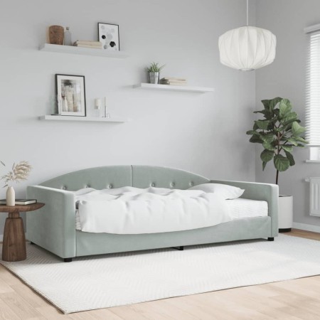 Sofá cama con colchón terciopelo gris claro 100x200 cm de vidaXL, Camas y somieres - Ref: Foro24-3197284, Precio: 342,08 €, D...
