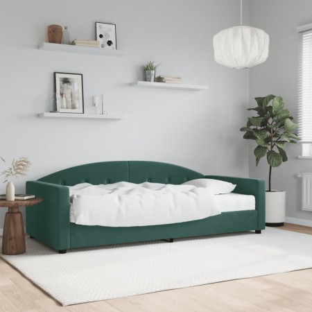 Sofá cama con colchón terciopelo verde oscuro 90x200 cm de vidaXL, Camas y somieres - Ref: Foro24-3197279, Precio: 312,63 €, ...