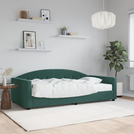 Sofá cama con colchón terciopelo verde oscuro 100x200 cm de vidaXL, Camas y somieres - Ref: Foro24-3197286, Precio: 341,83 €,...