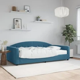Sofa bed with blue velvet mattress 100x200 cm by vidaXL, Beds and slatted bases - Ref: Foro24-3197283, Price: 362,46 €, Disco...