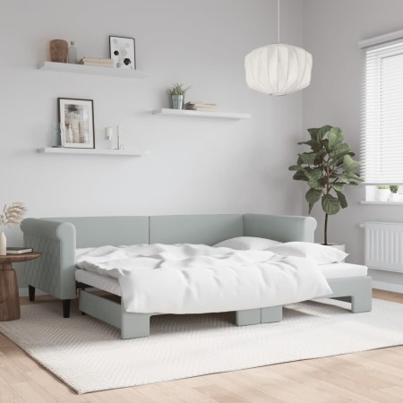 Sofá cama nido terciopelo gris claro 90x200 cm de vidaXL, Camas y somieres - Ref: Foro24-3197771, Precio: 257,56 €, Descuento: %