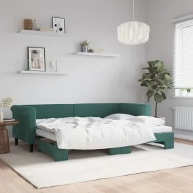 Dark green velvet trundle sofa bed 80x200 cm by vidaXL, Beds and slatted bases - Ref: Foro24-3197766, Price: 243,56 €, Discou...