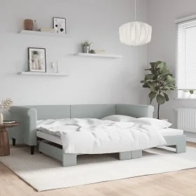 Sofá cama nido terciopelo gris claro 100x200 cm de vidaXL, Camas y somieres - Ref: Foro24-3197778, Precio: 261,44 €, Descuent...