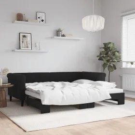Black velvet trundle sofa bed 90x200 cm by vidaXL, Beds and slatted bases - Ref: Foro24-3197775, Price: 252,62 €, Discount: %