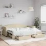 Sofá cama nido con cajones tela color crema 90x200 cm de vidaXL, Camas y somieres - Ref: Foro24-3197228, Precio: 291,10 €, De...