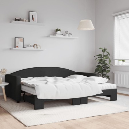 Sofá cama nido con colchón tela negro 90x200 cm de vidaXL, Camas y somieres - Ref: Foro24-3197208, Precio: 444,71 €, Descuent...
