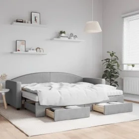 Sofá cama nido con cajones tela gris claro 80x200 cm de vidaXL, Camas y somieres - Ref: Foro24-3197237, Precio: 456,91 €, Des...