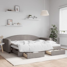 Sofá cama nido con cajones tela gris taupe 90x200 cm de vidaXL, Camas y somieres - Ref: Foro24-3197227, Precio: 290,46 €, Des...