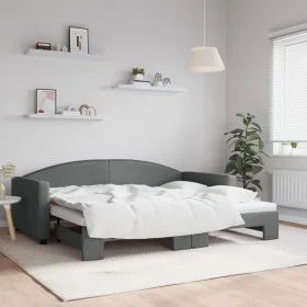 Sofá cama nido tela gris oscuro 90x200 cm de vidaXL, Camas y somieres - Ref: Foro24-3197189, Precio: 251,70 €, Descuento: %