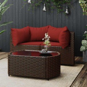 Set muebles de jardín 3 piezas y cojines ratán sintético marrón en Sofás de exterior | Comprar online en Foru.es