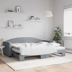 Sofá cama nido con colchón tela gris claro 90x200 cm de vidaXL, Camas y somieres - Ref: Foro24-3197206, Precio: 446,25 €, Des...