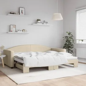 Sofá cama nido tela crema 90x200 cm de vidaXL, Camas y somieres - Ref: Foro24-3197192, Precio: 251,44 €, Descuento: %