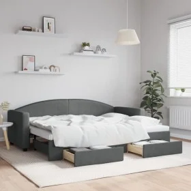 Trundle sofa bed with drawers dark gray fabric 80x200 cm by vidaXL, Beds and slatted bases - Ref: Foro24-3197220, Price: 288,...