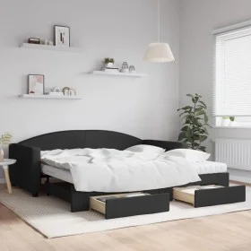 Sofá cama nido con cajones tela negro 100x200 cm de vidaXL, Camas y somieres - Ref: Foro24-3197249, Precio: 471,51 €, Descuen...