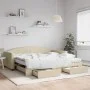 Sofá cama nido con cajones tela color crema 100x200 cm de vidaXL, Camas y somieres - Ref: Foro24-3197251, Precio: 474,74 €, D...