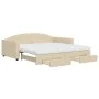 Sofá cama nido con cajones tela color crema 100x200 cm de vidaXL, Camas y somieres - Ref: Foro24-3197251, Precio: 474,74 €, D...