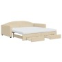 Sofá cama nido con cajones tela color crema 100x200 cm de vidaXL, Camas y somieres - Ref: Foro24-3197251, Precio: 475,14 €, D...