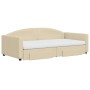 Sofá cama nido con cajones tela color crema 100x200 cm de vidaXL, Camas y somieres - Ref: Foro24-3197251, Precio: 475,14 €, D...