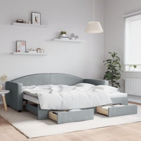 Sofá cama nido con cajones tela gris claro 90x200 cm de vidaXL, Camas y somieres - Ref: Foro24-3197224, Precio: 290,50 €, Des...