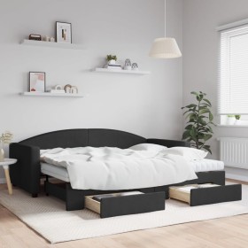 Sofá cama nido con cajones tela negro 90x200 cm de vidaXL, Camas y somieres - Ref: Foro24-3197244, Precio: 481,46 €, Descuent...