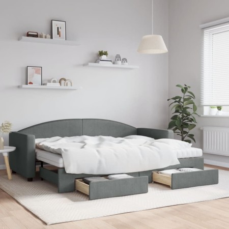 Sofá cama nido con cajones tela gris oscuro 80x200 cm de vidaXL, Camas y somieres - Ref: Foro24-3197238, Precio: 460,95 €, De...