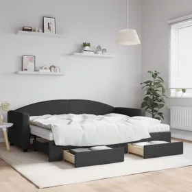 Sofá cama nido con cajones tela negro 80x200 cm de vidaXL, Camas y somieres - Ref: Foro24-3197239, Precio: 456,18 €, Descuent...