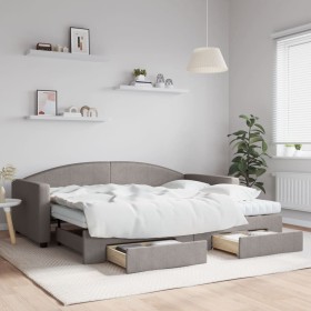 Sofá cama nido con cajones tela gris taupe 90x200 cm de vidaXL, Camas y somieres - Ref: Foro24-3197245, Precio: 479,69 €, Des...