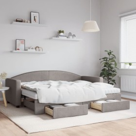 Sofá cama nido con cajones tela gris taupe 80x200 cm de vidaXL, Camas y somieres - Ref: Foro24-3197240, Precio: 455,38 €, Des...
