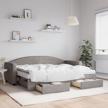 Sofá cama nido con cajones tela gris taupe 80x200 cm de vidaXL, Camas y somieres - Ref: Foro24-3197240, Precio: 455,38 €, Des...