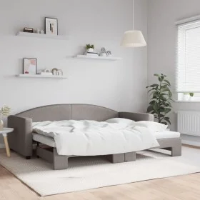 Trundle sofa bed taupe gray fabric 90x200 cm by vidaXL, Beds and slatted bases - Ref: Foro24-3197191, Price: 252,97 €, Discou...