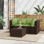 Set muebles de jardín 3 piezas y cojines ratán sintético marrón en Sofás de exterior | Comprar online en Foru.es