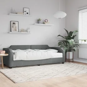 Sofa bed with dark gray fabric mattress 90x200 cm by vidaXL, Beds and slatted bases - Ref: Foro24-3197617, Price: 333,88 €, D...