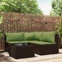 Set muebles de jardín 4 piezas y cojines ratán sintético marrón en Sofás de exterior | Comprar online en Foru.es